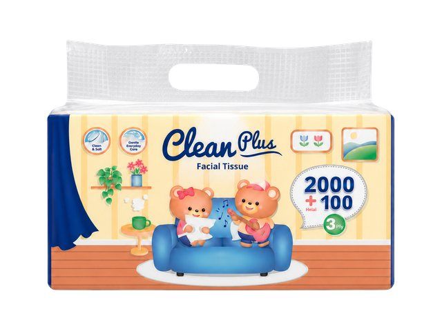 Clean Plus Facial Tissue 2000